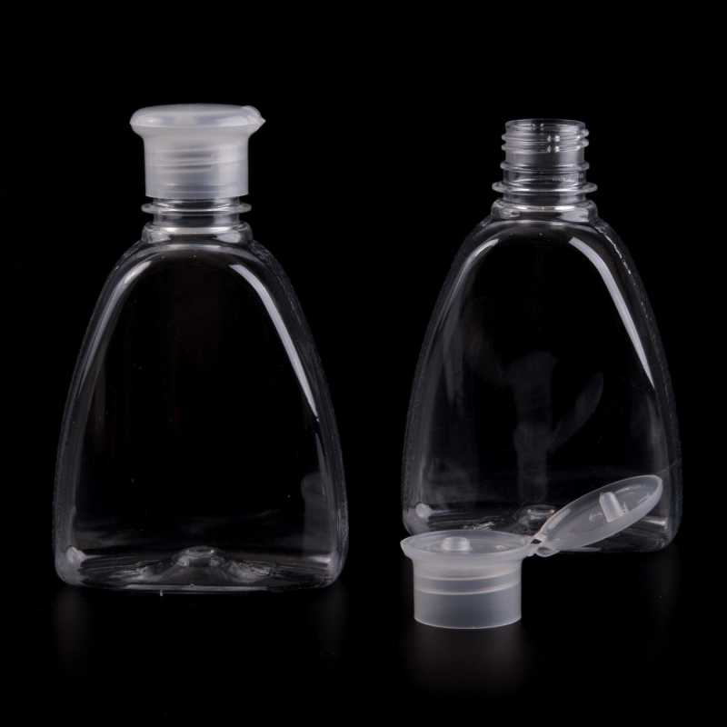 II. TRIEDA - fľaše môžu mať na povrchu mierne škrabance.
Plochá priehľadná plastová fľaša, ideálna na uskladnenie rôznych tekutín a gélov, čis