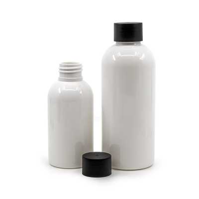 Plastová fľaša biela, čierny vrchnák, 300 ml