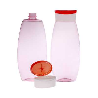 Plastová fľaša na šampón, červený vrch, 300 ml