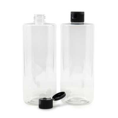 Plastová fľaša, priehľadná, flip top čierny, 500 ml