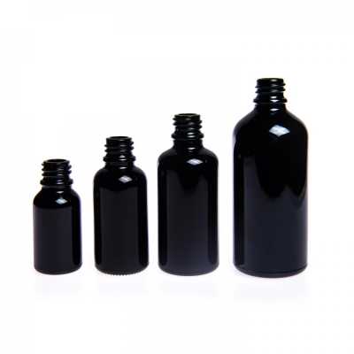 Sklenená fľaška, liekovka čierna lesklá, 10 ml