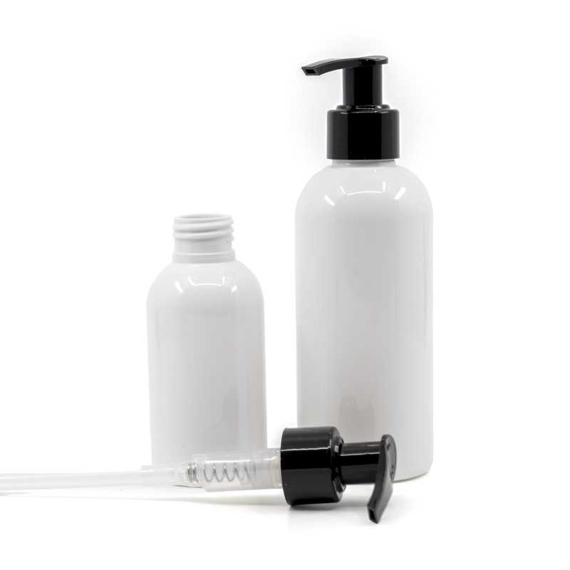 Biela plastová fľaška vyrobená z PET s lesklým povrchom.
Objem: 150 ml, celkový objem 170 mlVýška fľašky: 118 mmPriemer fľašky: 49 mmHrdlo: 24/410
