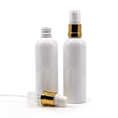 Plastová fľaša biela, bielo-zlatý, lesklý, 100 ml