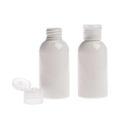 Plastová fľaša biela, priehľadný flip top, 100 ml