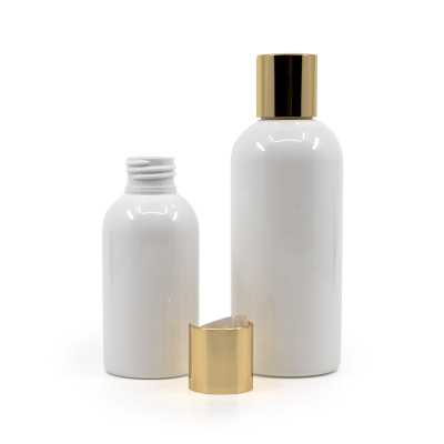 Plastová fľaša, biela so zlatým flip topom, 150 ml