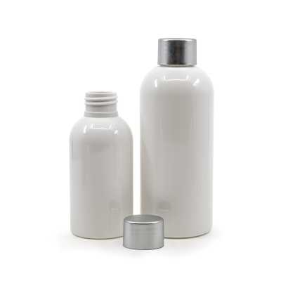 Plastová fľaša biela, strieborný vrchnák, 100 ml
