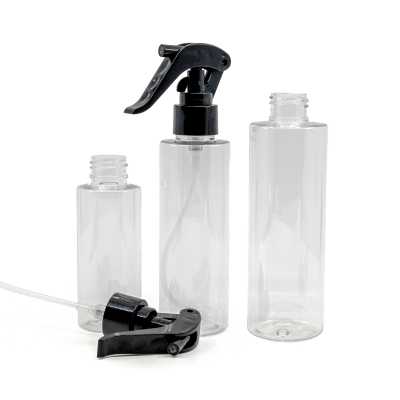 Plastová fľaša, priehľadná, čierny pákový rozprašovač, 100 ml
