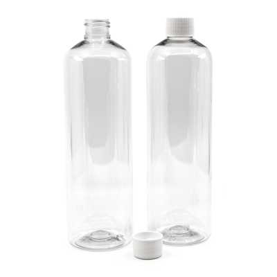 Plastová fľaša, priehľadná oblá, biely vrchnák, 500 ml