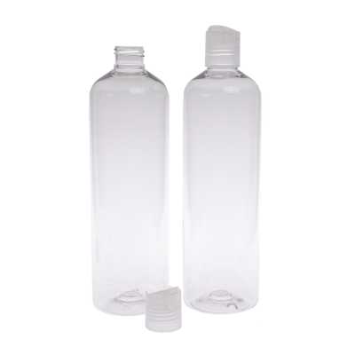 Plastová fľaša, priehľadná oblá, disc top priehľadný, 500 ml