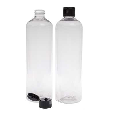 Plastová fľaša, priehľadná oblá, flip top čierny, 500 ml 