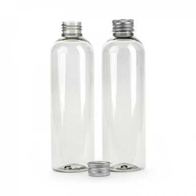 Plastová fľaša, recyklovaná, hliníkový vrchnák, 250 ml